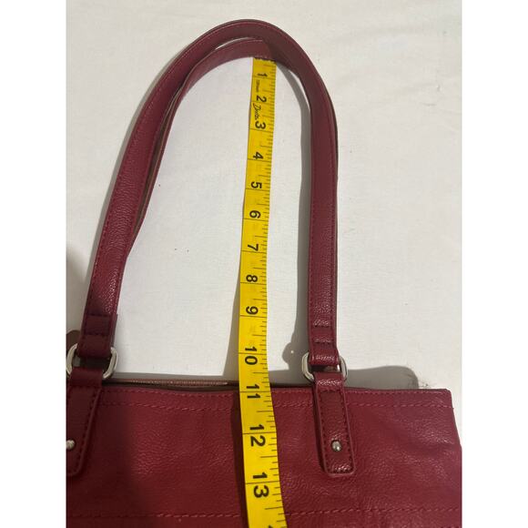 Stone Mountain Genuine Leather hand bag. Red & Brown. very clean . - Picture 6 of 16